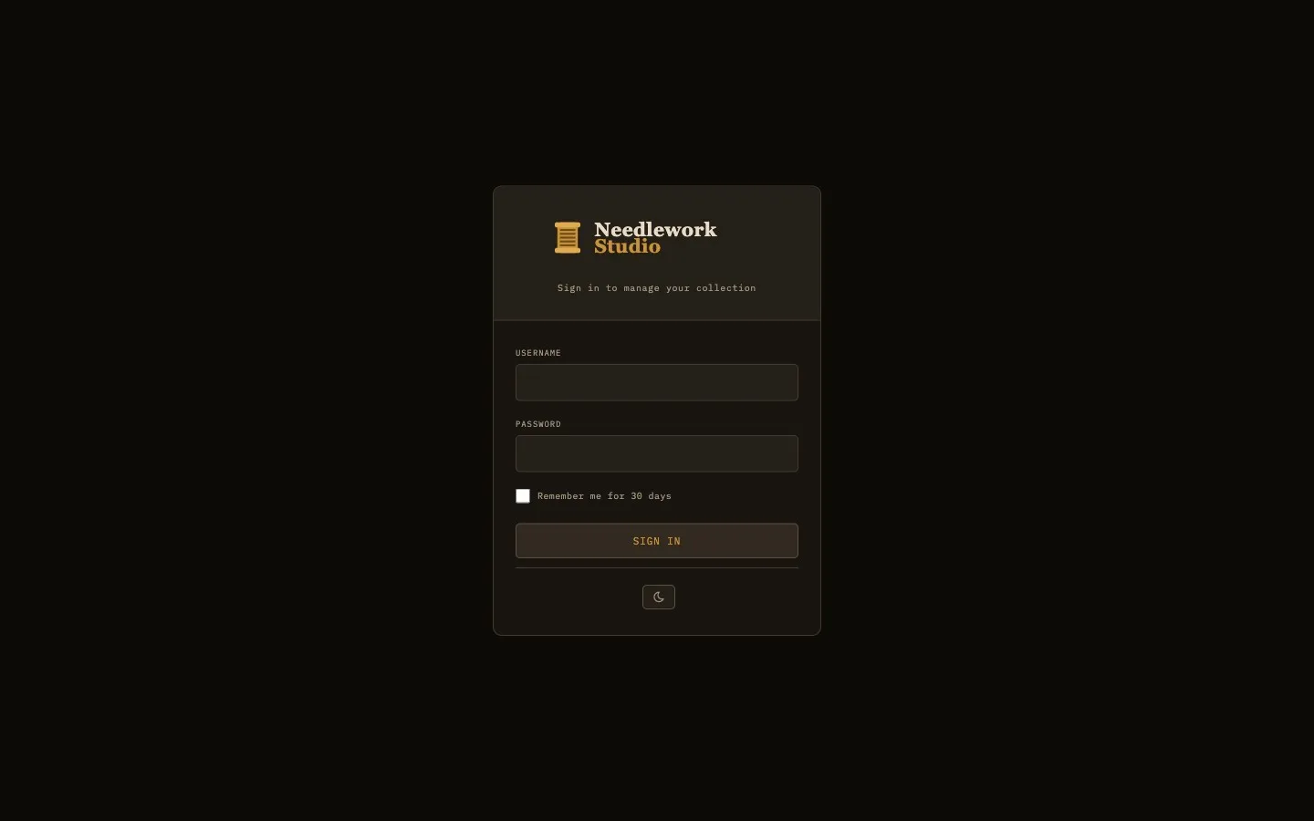 Login screen