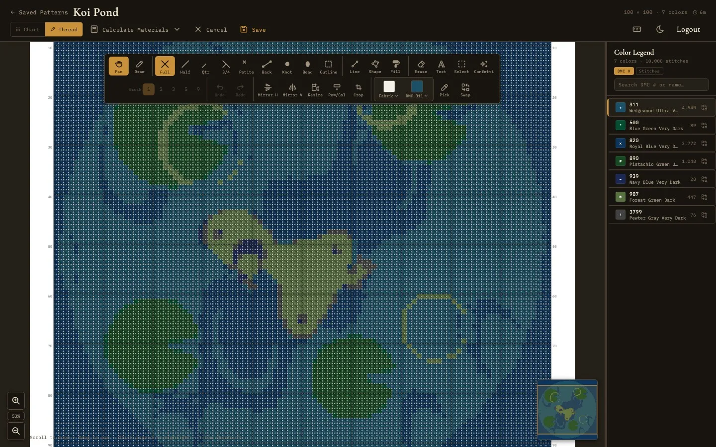 Pattern editor with drawing tools
