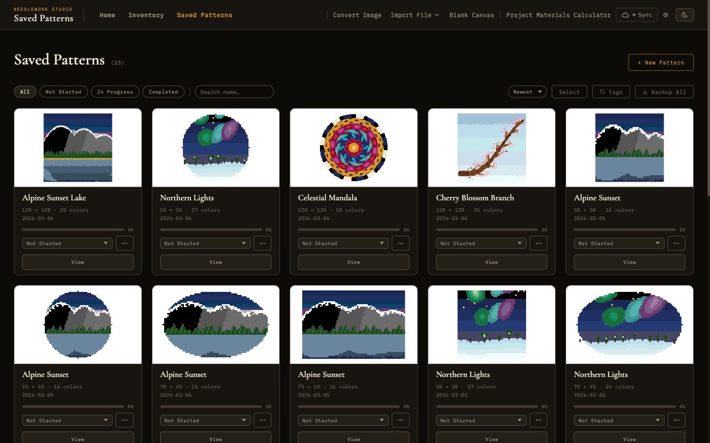 Saved patterns gallery