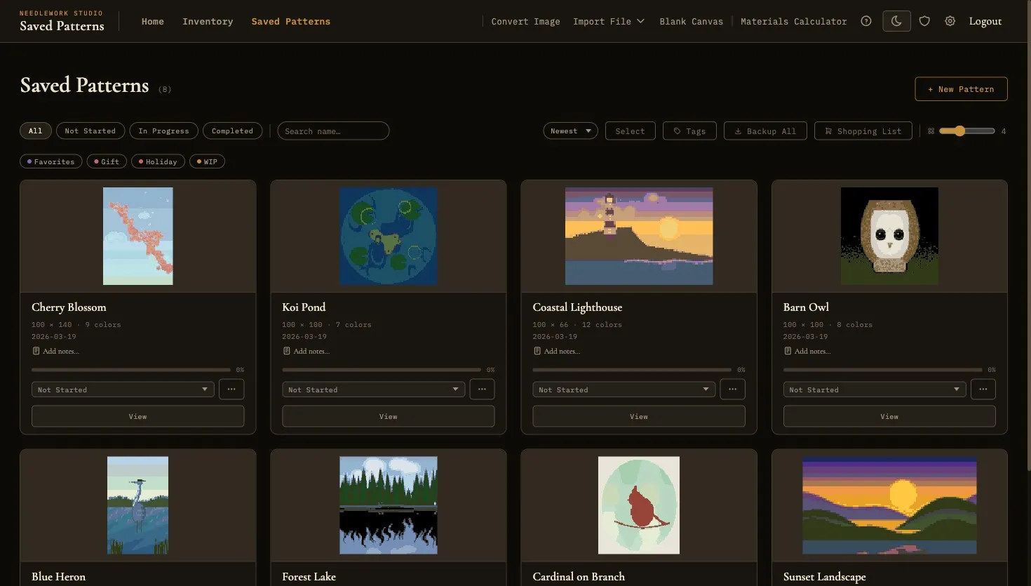 Saved patterns gallery